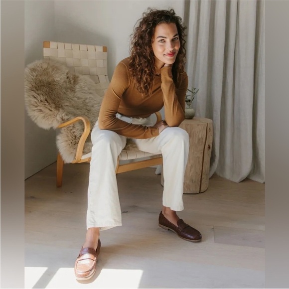 Jenni Kayne Mercer Crewneck Amber Brown Merino Wool - Size medium EUC - Picture 2 of 11